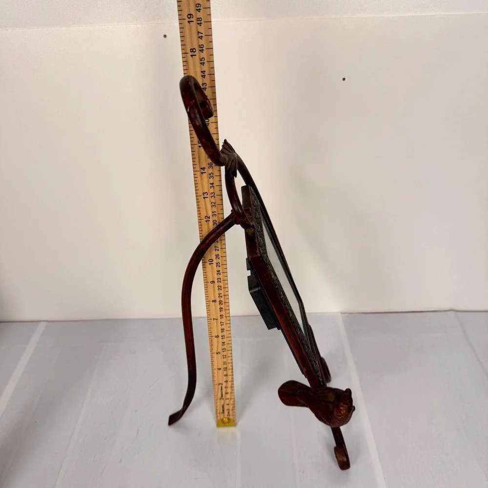 Tabletop Clock Wrought Iron Vintage Shabby Chic Bird Scroll Floral Mantel Decor